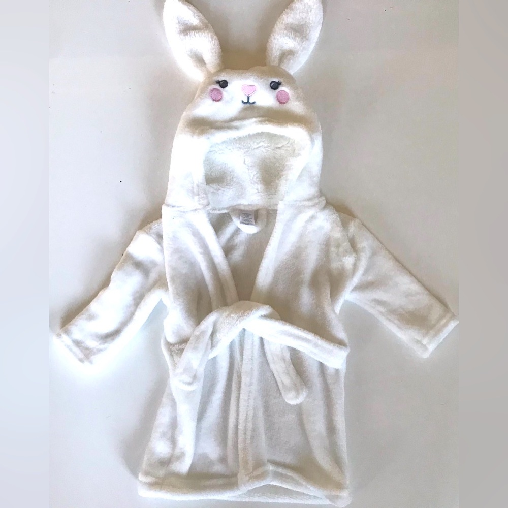 Modern Baby Girls’ Bathrobe with Bunny hood - 0 to 9 Months
